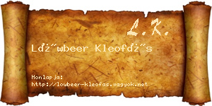 Löwbeer Kleofás névjegykártya